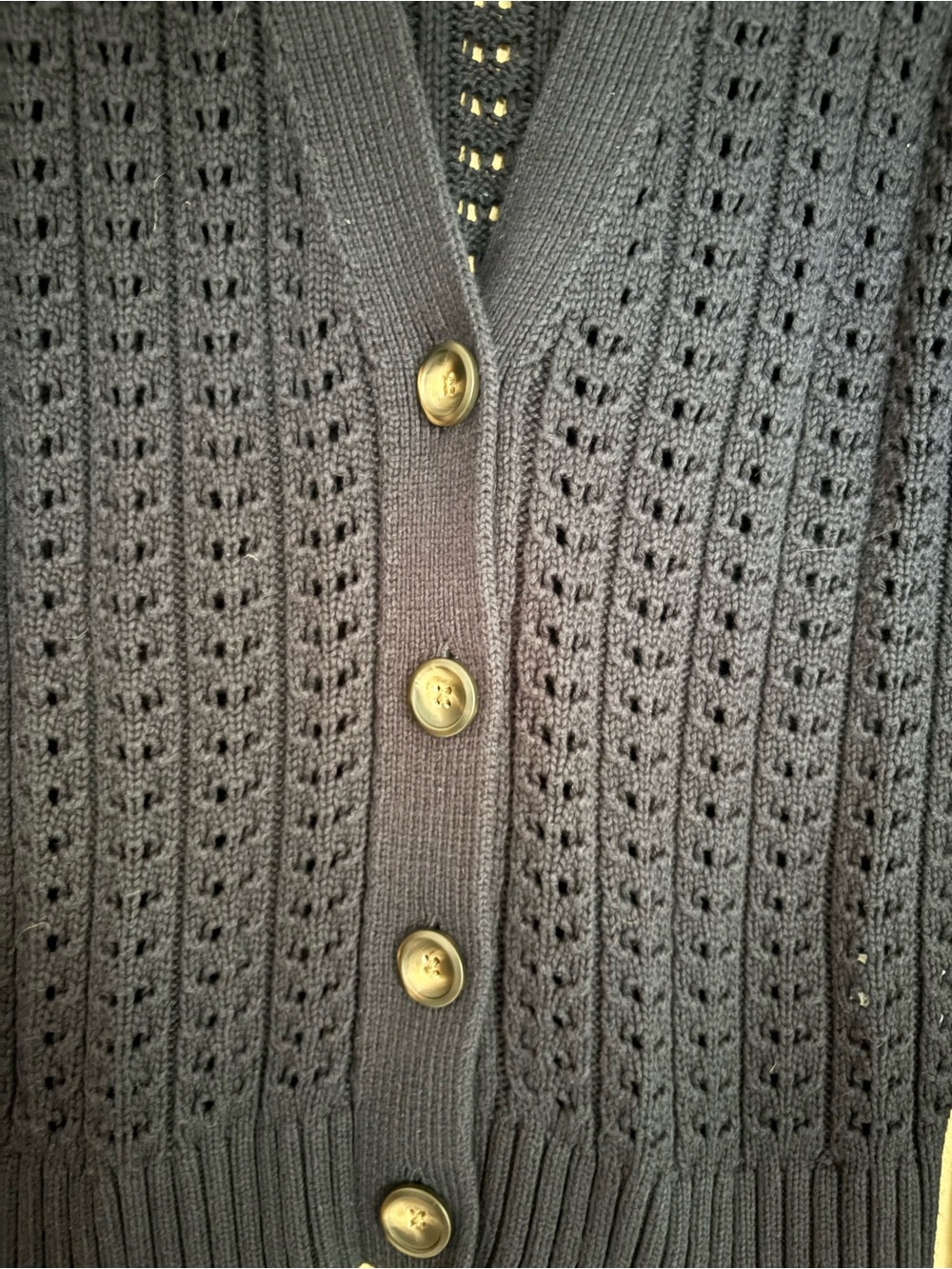 Denver Hayes Navy Blue Open Knit Button-Down Cardigan – Size S/P - Picture 5 of 9